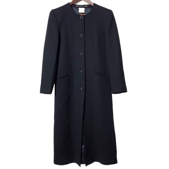 ALEXON Twill Wool Overcoat Coat Size 8 Long Quiet Luxury Closet Staple Womens - Picture 1 of 8